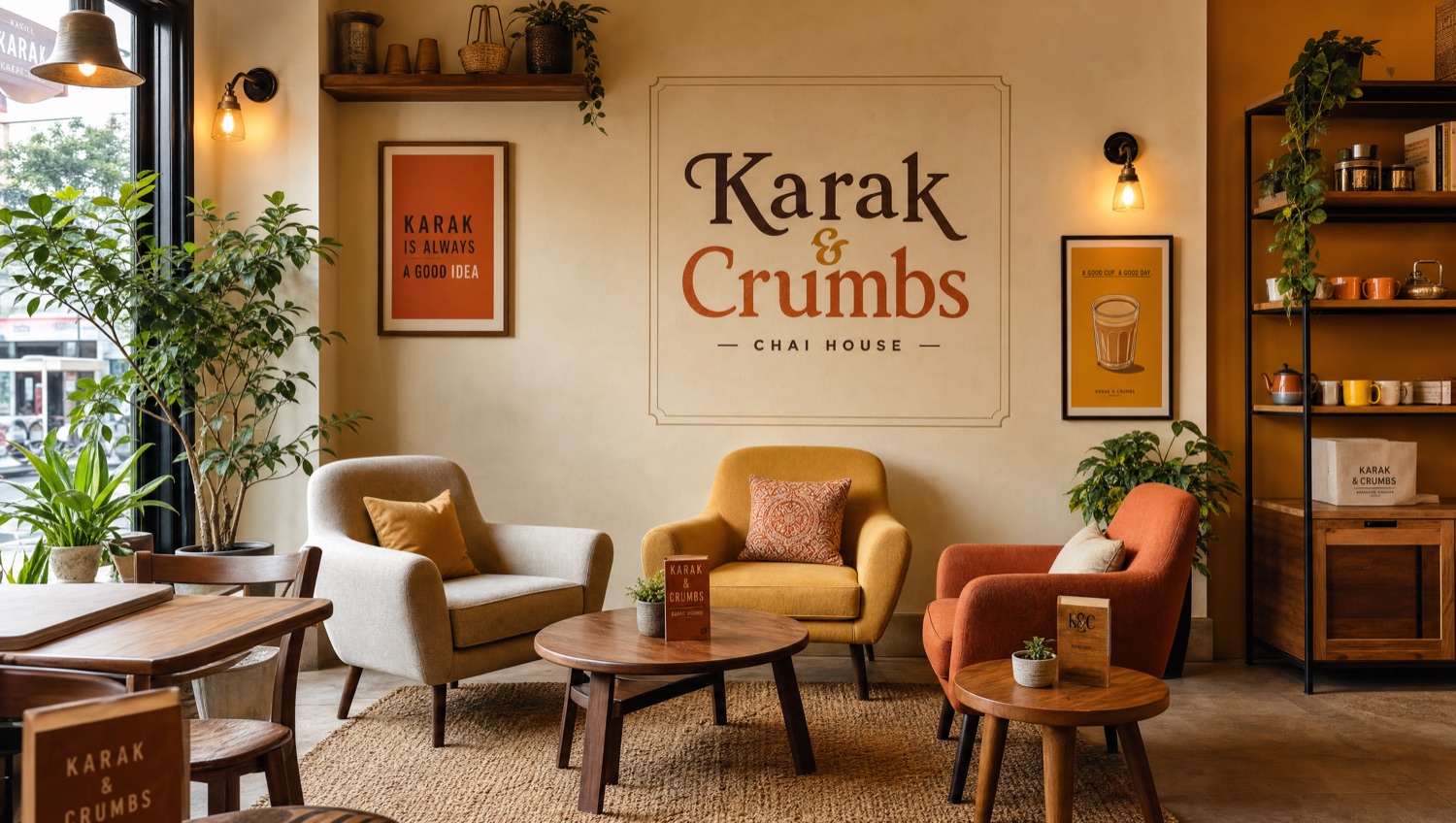 Karak and Crumbs: a warm modern chai house interior