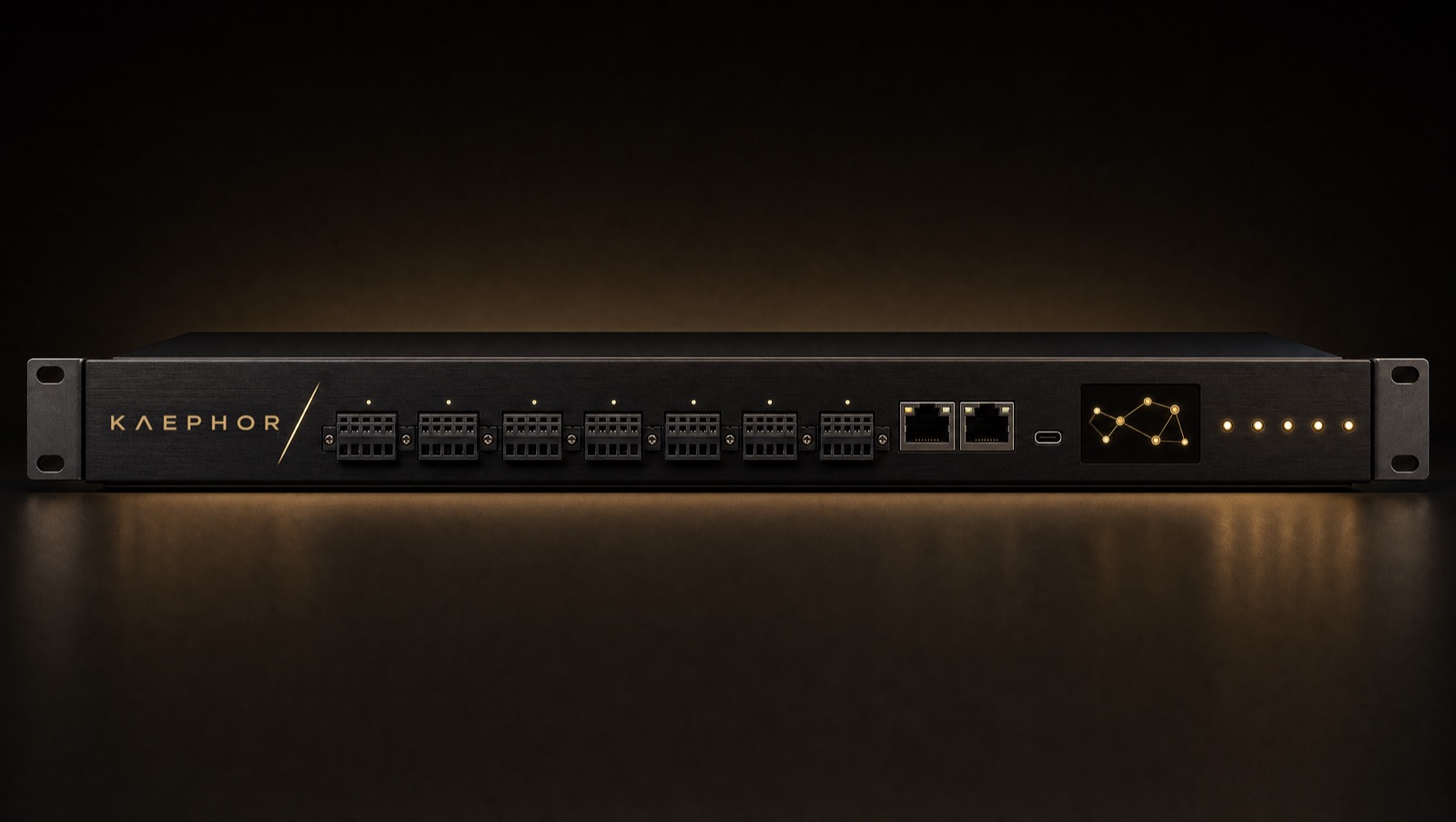 The Kaephor Bridge 1U gateway — front elevation of the rack-mount unit