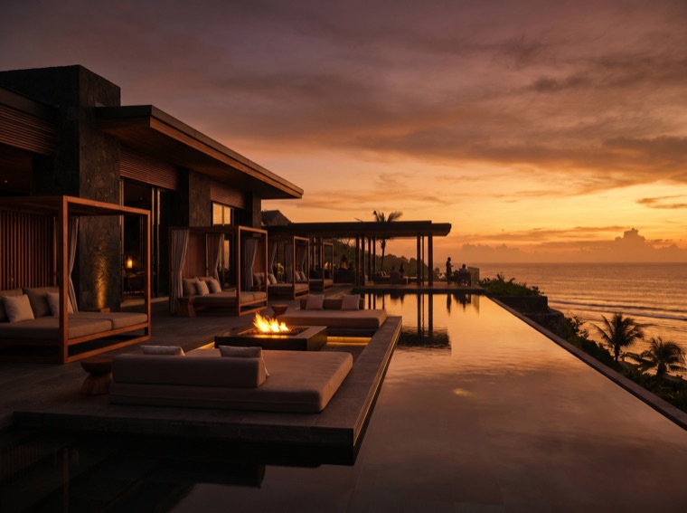Luxury resort at golden hour