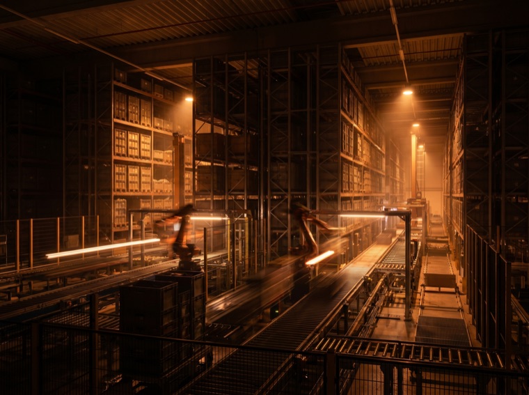 Modern automated logistics warehouse