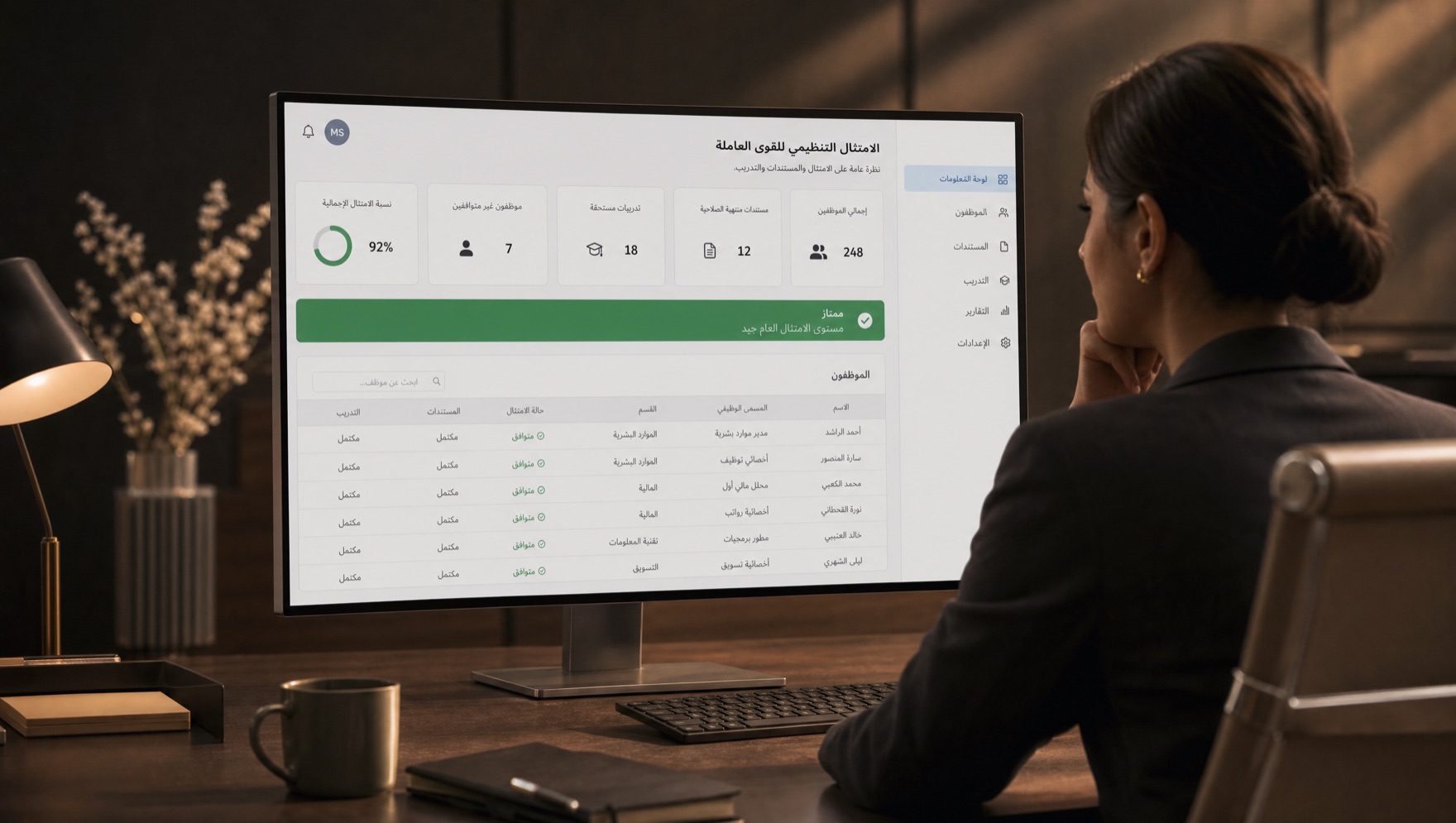 A Saudi HR office where Kaephor migrates contracts to Qiwa and keeps Nitaqat green