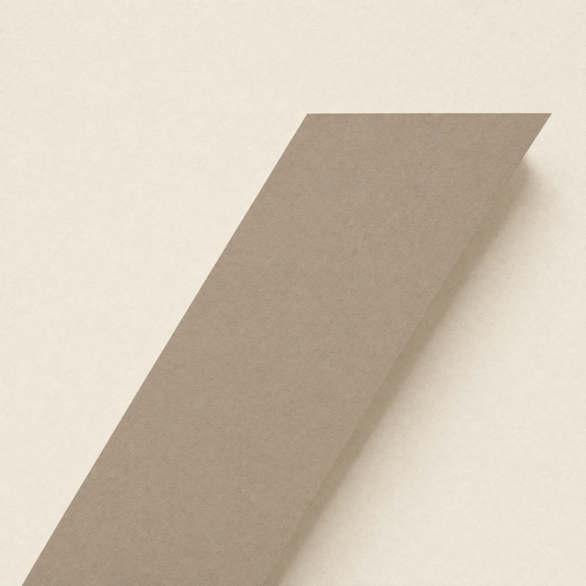 A single bold taupe diagonal form crossing warm off-white